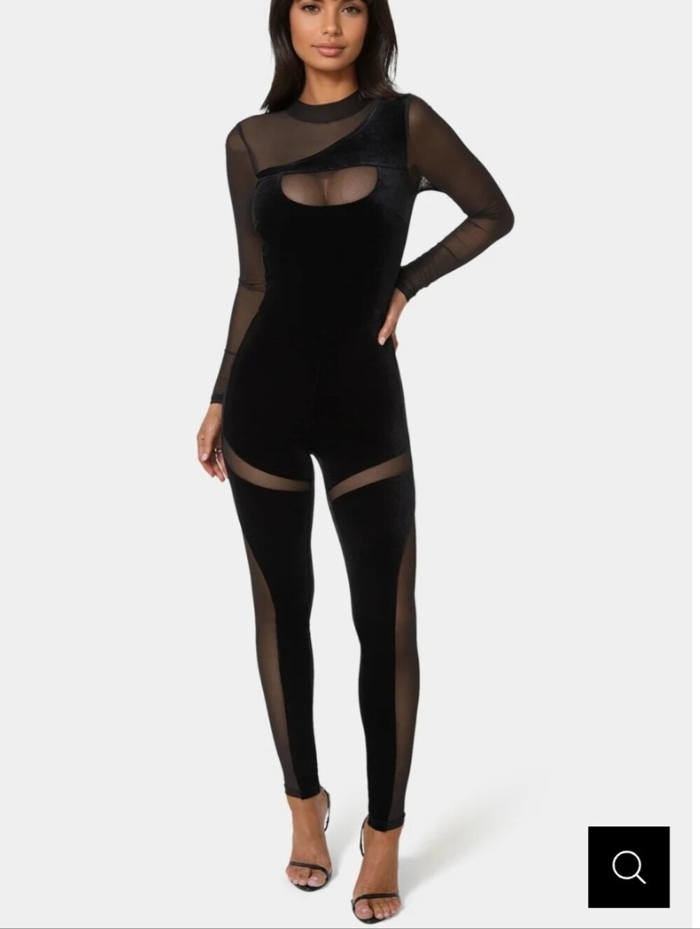 Bebe Combo Velour and Mesh Catsuit